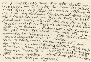 Auszug aus einem Brief von Tuschi Müller aus dem Jahr 1996 an Gerhard Kahl. Beschreibung ihrer Flucht aus Frankfurt/Main nach Wien. © Dr. Eugen Kahl