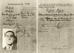 Hans Waider entwendet einen Dienstausweis und stellt ihn mit einem Foto von Robert auf den Namen „Wilhelm Sticheler“ aus. © Schweizerisches Bundesarchiv Bern